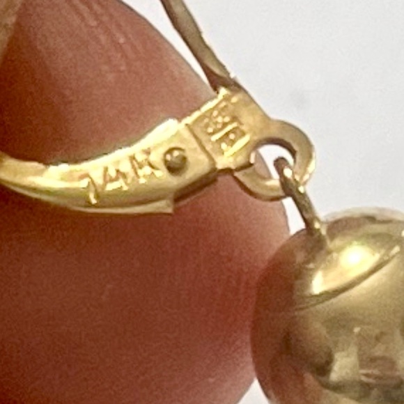Vintage 14K Gold Ball Drop Earrings - Picture 5 of 5